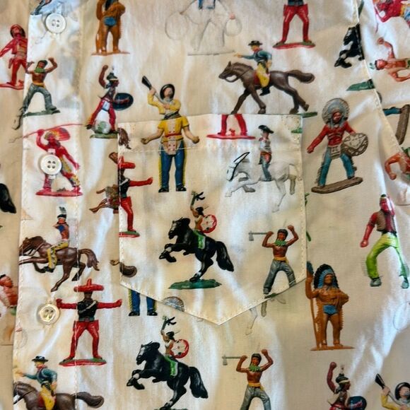 Eticet Boys Colorful Cowboy Wester Graphic Short Sleeve Button Down Shirt - Picture 3 of 6